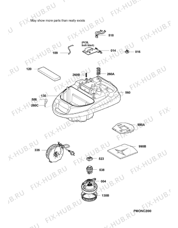 Взрыв-схема пылесоса Electrolux Z1155 - Схема узла Internal parts